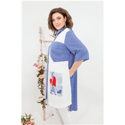 SandyNa 13591 джинс+белый, Брюки,  Туника