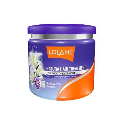 Natural Hair Treatment FOR SMOOTH & STRAIGHT, Lolane (Натуральная маска ДЛЯ ГЛАДКИХ И ПРЯМЫХ ВОЛОС с Экстрактом Белой Лилии, Соевым маслом и Биотином, Лолейн), 100 г.