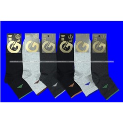 5 ПАР - Золотая игла носки мужские укороченные спортивные с -1010 с лайкрой ТЕМНО-СЕРЫЕ