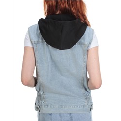802 BLUE/BLACK Джинсовый жилет женский (100% хлопок) размер 48
