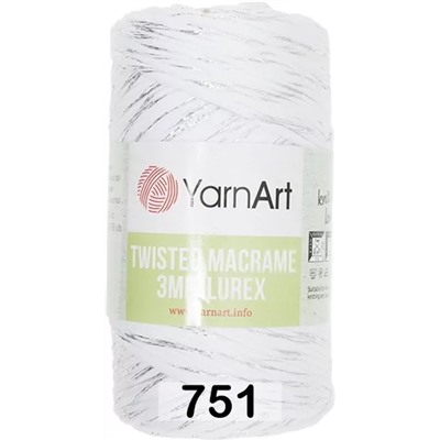 Пряжа Yarnart Macrame Twisted 3 Mm Lurex
