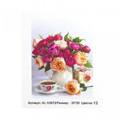 Картина по номерам  20*30см Розы с акриловыми красками AL10972