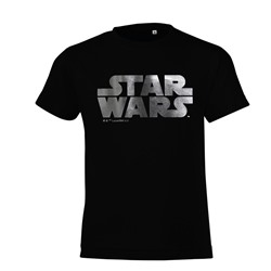 Футболка детская Star Wars Silver, черная с серебристым