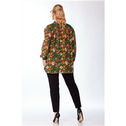 Michel chic 760 зеленый-коричневый-цветы, Блуза