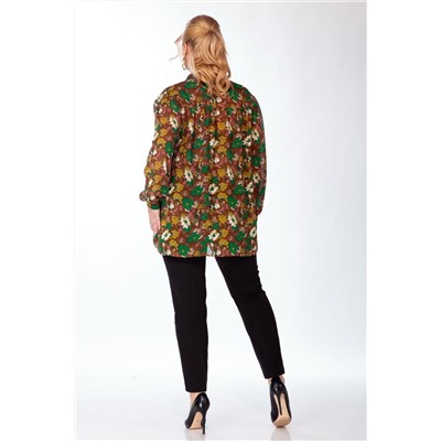 Michel chic 760 зеленый-коричневый-цветы, Блуза