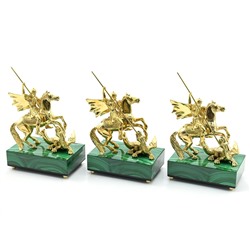 Георгий Победоносец из бронзы на камне малахит 110*70*170мммм