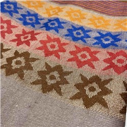 TIBET SHAWL, Тёплый тибетский палантин В ПОЛОСКУ С ЦВЕТОЧКАМИ (размер 200 см. х 90 см.), 1 шт.