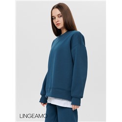 Женский свитшот оверсайз из футера с начесом Lingeamo темно-бирюзовый ВК-23 (23)