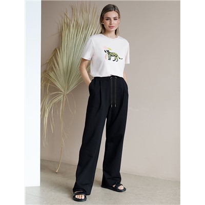 Свободные брюки из тонкого премиального футера с эластаном