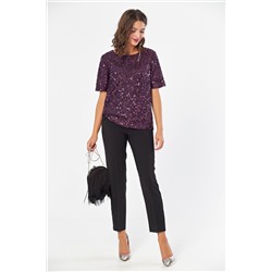 Блузка трикотажная с пайетками фиолетовая