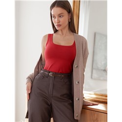 Топ облегающий из эластичного хлопка с квадратным вырезом каре