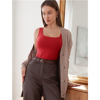 Топ облегающий из эластичного хлопка с квадратным вырезом каре