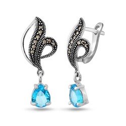 Серьги, марказит , синт.топаз, SL-AGA1550