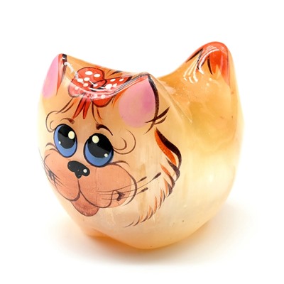 Скульптура из селенита "Кошка ляпка" 45*35*35мм,
