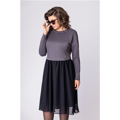 EVA GRANT 7084 серый+черный, Платье