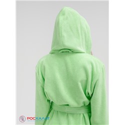 Подростковый махровый халат с капюшоном салатовый МЗ-18 (48)