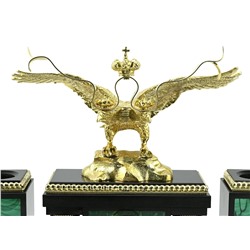 Настольный набор из малахита "Орел Двуглавый" 340*290*290мм