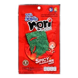 Острые чипсы из морской капусты Seleco, 3,2 гр. Таиланд.