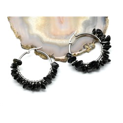 Серьги конго с крошкой из раухтопаза 45*45мм, 16,8г