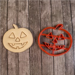 Вырубка для пряника с оттиском "Тыква хэллоуин"  пластик, 11 см