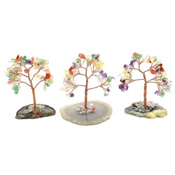 Дерево счастья на срезе агата с самоцветами 65*40*90мм,