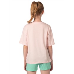 Комплект детский (футболка/шорты) Розовый/зелёный