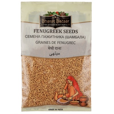FENUGREEK SEEDS, Bharat Bazaar (СЕМЕНА ПАЖИТНИКА (шамбалы), Бхарат Базар), 100 г.