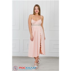 Удлиненная сорочка из вискозы с кружевом нежно-розовая ВС-05 (3)
