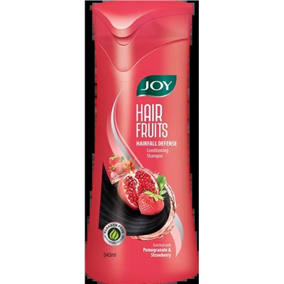 HAIR FRUITS Hairfall Defense Conditioning Shampoo, JOY (Кондиционирующий шампунь ХЭИР ФРУТС для защиты волос от выпадения С ГРАНАТОМ И КЛУБНИКОЙ, Джой), 340 мл.