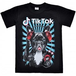 Футболка подростковая "TikTok, собака" (черный)