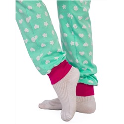 Комплект детский (футболка/брюки) Аквамариновый/красно-фиолетовый