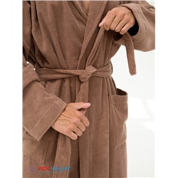 Мужской махровый халат с шалькой коричневый МЗ-03 (118)