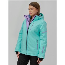 Горнолыжная куртка женская зимняя бирюзового цвета 01_1Br