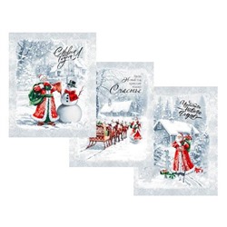 К-т полотенец "Ретро Новый год" 50*60 см. - 3 шт. рогожка хлопок 100%