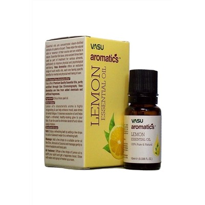 LEMON Essential Oil, 100% Pure & Natural, Vasu (ЛИМОН Эфирное масло, 100% чистое и натуральное, Васу), 10 мл.
