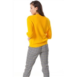 Джемпер вязаный летний короткий без воротника желтый