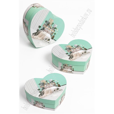 Коробки подарочные сердечко 3 в 1 с рисунком, 24*21*9,8 см (SF-5643В)