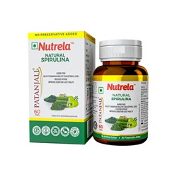 Nutrela NATURAL SPIRULINA, Patanjali (Нутрела, НАТУРАЛЬНАЯ СПИРУЛИНА, Патанджали), 60 таб.