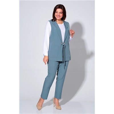 Liona Style 860 пепельно-голубой, Брюки,  Блуза,  Жилет