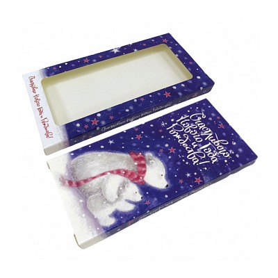 Коробка под шоколадку "Мишки" с окном 18*9*1,4 см