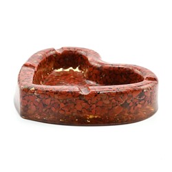 Чаша декоративная Сердце из крошки яшмы красной 125*110*25мм