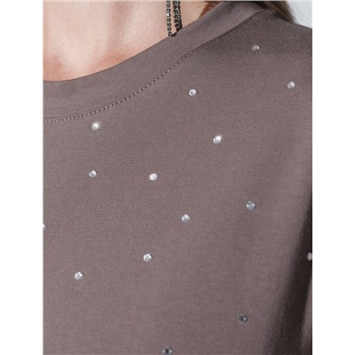 Нарядная футболка с принтом стразами из премиального хлопка с эластаном