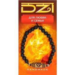 Браслет DZI на резинке, с Лавовым камнем и Бусиной ДЗИ - ЗЕЛЕНАЯ ТАРА №3 - для любви и семьи (ручная работа), Giftman, 1 шт.