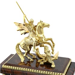 Часы из обсидиана коричневого "Георгий Победоносец" 180*100*405мм