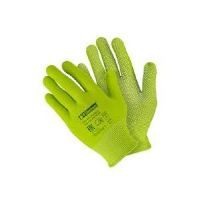 Перчатки Для садовых работ МИКРОТОЧКА из ПЭ с ПВХ точка, микс Fiberon 9(L) уп12пар PR-PVC523