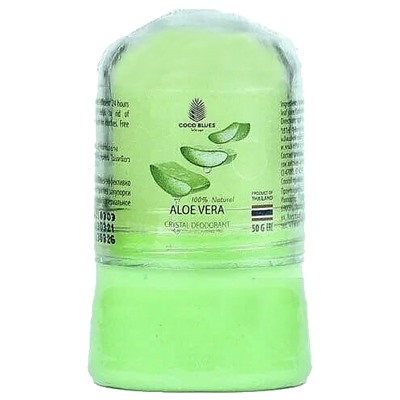 ALOE VERA 100% Natural Crystal Deodorant, Coco Blues (АЛОЭ (Алое) ВЕРА, 100% натуральный алунитовый дезодорант, Коко Блю), 50 г.