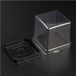 Контейнер для пирожного квадратный, черное дно, 92*85*82 мм