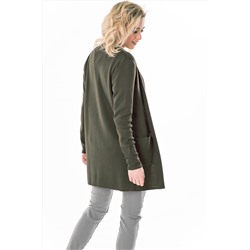 Кардиган вязаный удлиненный без застежки зеленый