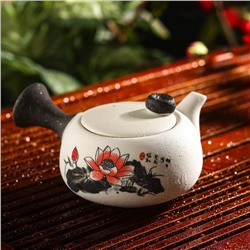 Набор для чайной церемонии керамический «Нежный цветок», 7 предметов: чайник 180 мл, 6 чашек 70 мл, цвет белый