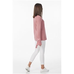 Джемпер вязаный прямой без воротника розовый